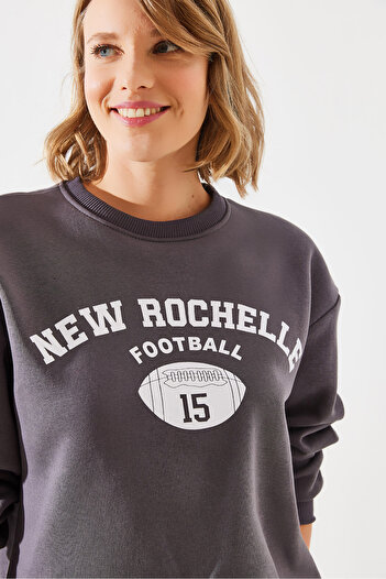 Bianco Lucci Rochelle Text Printed Women's Sweatshirt - Three Thread Raised Mbhs001 60601001