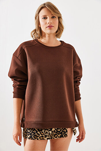 Bianco Lucci Γυναικείο φούτερ με φερμουάρ Crew Neck - Basic Model 60251796