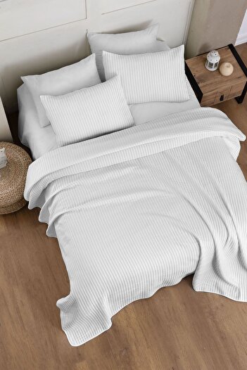 Evim Solfy Jacquard Bedspread Set Double White - 240X260 cm