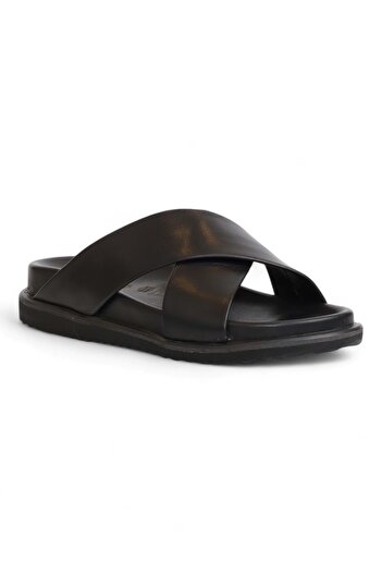 Konfores 2078 Full Genuine Leather Full Orthopedic Men's Slippers Inside and Outside