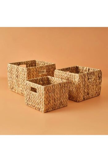 ELZEY HOME 32X32X26 cm Natural Wicker Square Thick Braided Basket