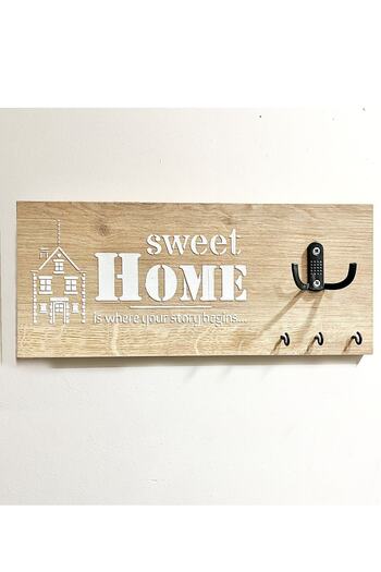CARNİELLA Ahşap Anahtarlık Askılığı Anahtar Asacağı Duvar Askılığı Dekoratif Askılık 15x40 Cm