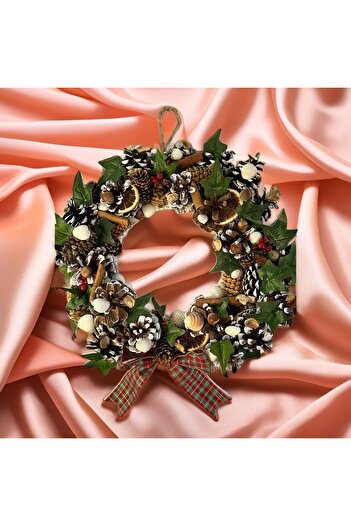 Bright3 Christmas Ornament and Door Ornament - Decorative Pinecone and Wreath, Natural Hobby Decoration