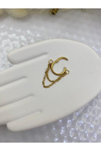 Arescollection CERRAHİ ÇELİK ZİNCİRLİ HELİX KIKIRDAK DAİTH LOBE SEPTUM UYUMLU MENTEŞELİ HALKA PİERCİNG