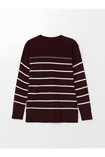LC Waikiki Gestreifter Damen-Strickpullover mit Rundhalsausschnitt – W4gy60z8