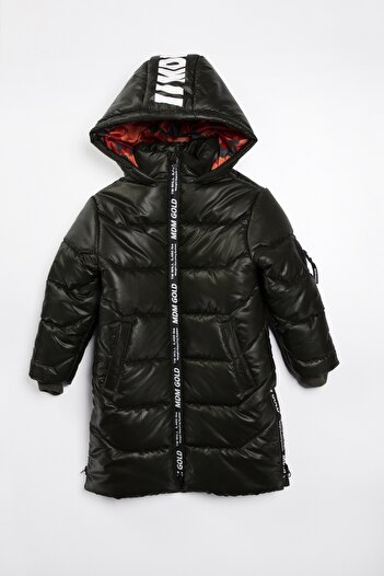 PODİUM GİYİM New Trendy Winter Men's Coat - Soft Fabric with Lettering, Zipper and Pocket Hooded