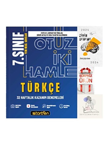 Startfen 7.SINIF TÜRKÇE 32 HAMLE DENEMELERİ+ZİHİN DENEME+HEDİYE(SEVİLENKİTAPCİ)YENİ BASKI1
