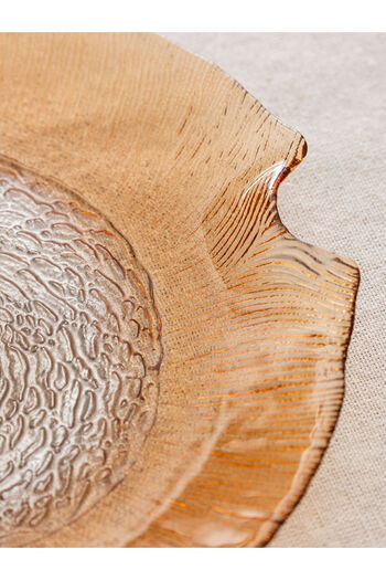 LC Waikiki Lcw Home Set of 4 Dark Beige Patterned Glass Cake Plates