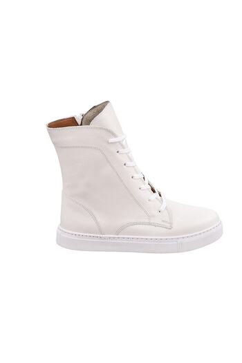 NOOSY Γυναικείες casual μπότες λευκές από γνήσιο δέρμα