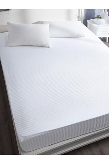 Karna Home Stripe Double Cotton Satin Fitted Sheet 160x200 Cm