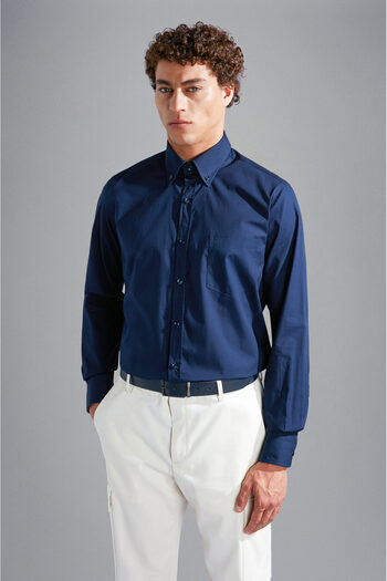 PAUL&SHARK Ανδρικό πουκάμισο Navy Blue - Λεπτομέρεια τσέπης, γιακάς πουκάμισου, μακρυμάνικο 14313043 Ρ-013