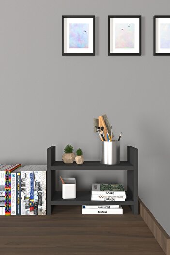 Mirobi Arles Anthracite Colored Multi-Purpose Decorative Shelf Table Top Bookshelf and Countertop
