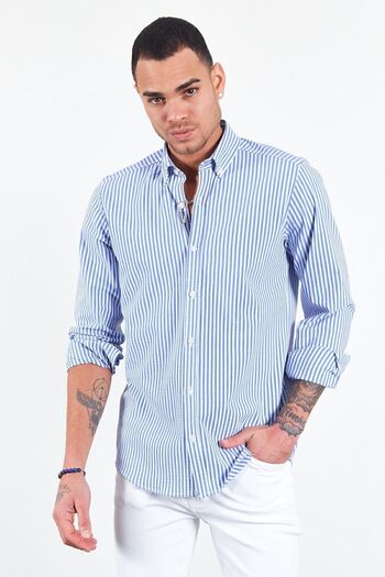 Manche Men's Striped Saks Seersucker Shirt - Me23s112237