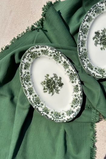 porselenden Antique Green 2 Piece 20 cm Premium Porcelain Small Size Breakfast Boat Presentation Service Set
