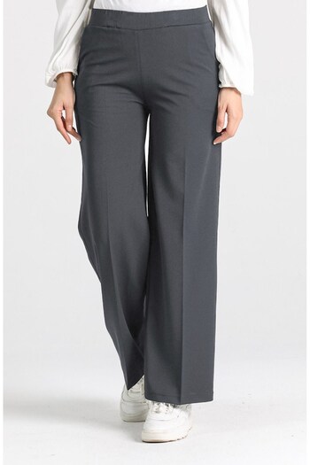 Aşkı Endam Dark Gray Miyase Length Lycra Wide Leg Trousers