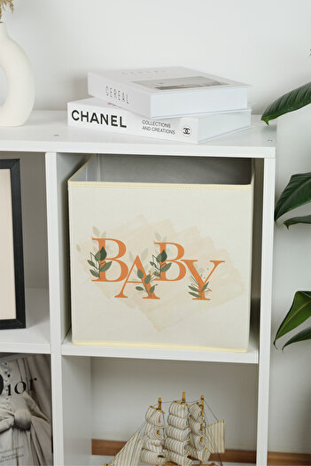 PRENDİ HOME 30x30x30 Baby Toy Storage Box - Text Printed, Folding Organizer