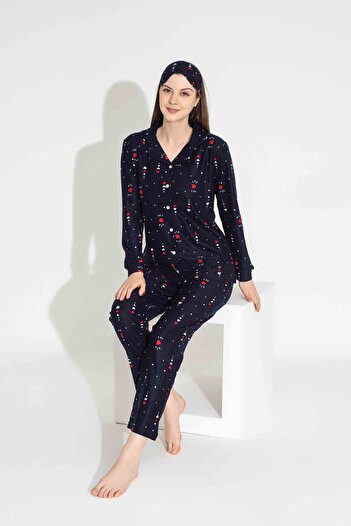 MEBA Women's Mother-Daughter (Combination You Do Yourself) Seasonal Suede Front Buttoned Pajama Set