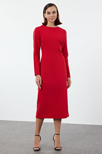 Trendyol Collection Red Midi Woven Dress - Saran Body Twoaw25el00279