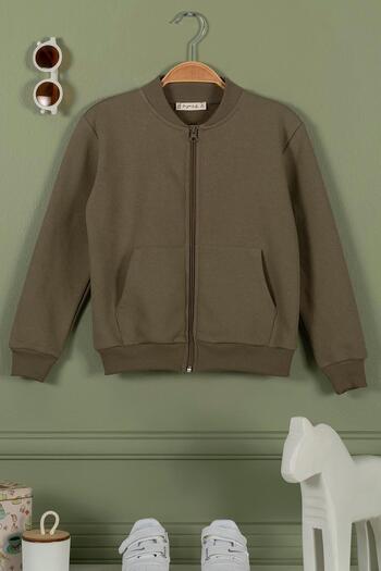 for you kids Κοριτσίστικο μπουφάν με φερμουάρ Kangaroo Pocket Khaki
