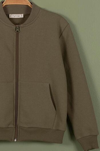 for you kids Κοριτσίστικο μπουφάν με φερμουάρ Kangaroo Pocket Khaki