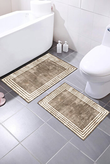 Faiend Set of 2 Non-slip Based Bathroom Rug and Mat - Washable Toilet Seat Set (7)