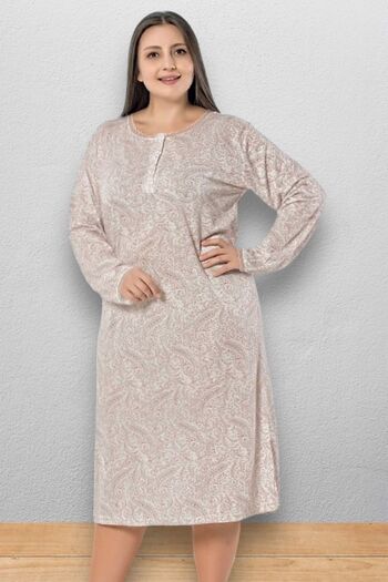 Nitesheys Long Sleeve 100% Cotton Combed Throw Plus Size Mother's Nightgown, Hospital, Pregnant and Maternity Nightgown