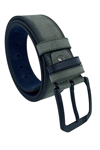 Süzer Deri 4.5 Cm. Spor Suni Deri Düz Süet Kemer Haki