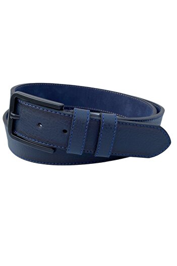 Süzer Deri Lacivert Suni Deri Mavi Dikişli Model 4 cm.lik Unisex Spor Kemer - 9047