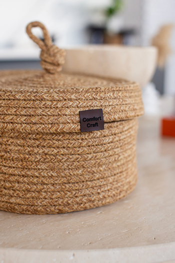 Comfort Craft Wicker Basket with Jute Cover |   Hand Woven, Multi-Purpose Organizer |   25X15Cm