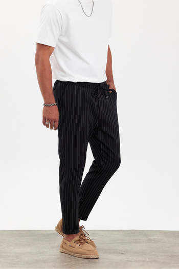 İLKCET MODA Men's Striped Regular Trousers