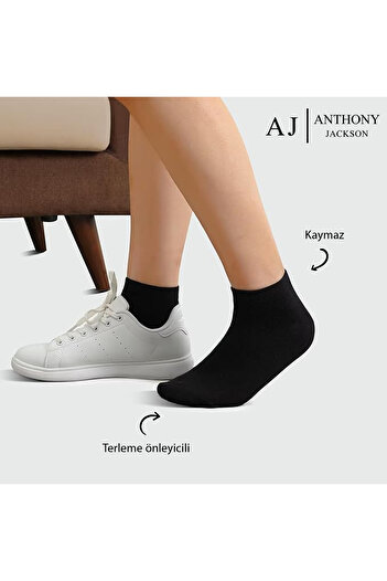 ANTHONY JACKSON 10 Çift Kutulu BAMBU Premium Bay-Bayan Patik Çorap - Bilek Boy Kısa Spor Koşu ve Yürüyüş Çorabı
