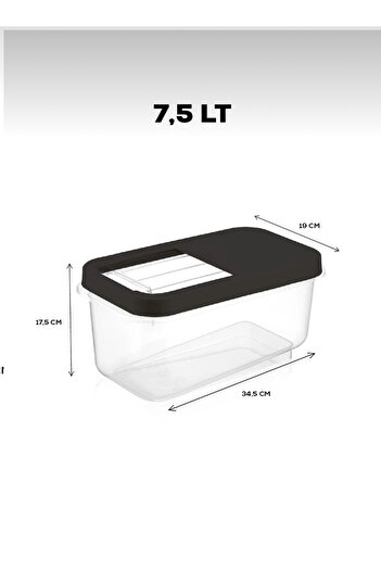 Hane216 7.5 Lt Multibox Pulses and Food Storage Container - Anthracite Flour Container with Sliding Lid