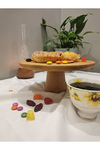 ayrawood 21.5cm Wooden Cake Cake Presentation Stand Decor Breakfast Presentation