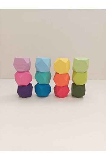 Woodblocks Waldorf Ahşap Denge Blokları G12 Li Set Masif Ahşap Oyunu