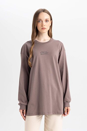 DeFacto Dfc - Printed Regular Fit Long Sleeve T-Shirt Tunic