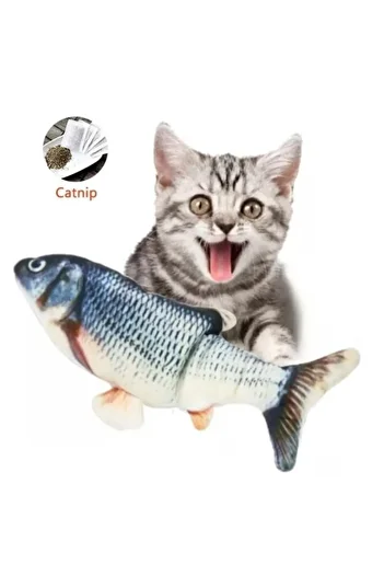 FABYAN Blue Plush Cat Toy - Fish Cat Mint, Herbal Rattle, 1 Piece