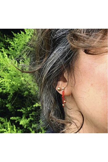 Black Beads Accessory Doric Red Rope Earrings