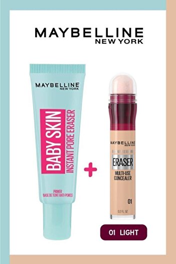 Maybelline New York 01 Light Baby Skin Makeup Base - Instant Anti Age Eraser Concealer