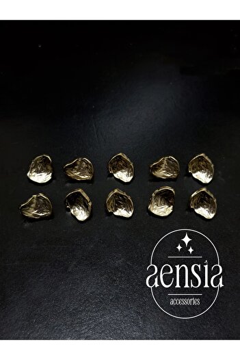 aensia Light Gold Wrinkled Asymmetric Curved Shell Model Metal Coat Jacket Button 1.52 CM Button - Pack of 10