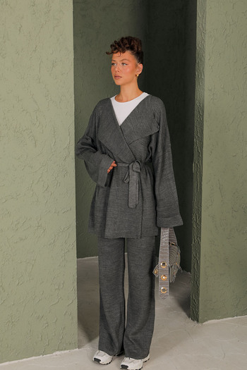 Melike Tatar Anthracite Hi-Rkal Knitwear Set - 3-3004-1