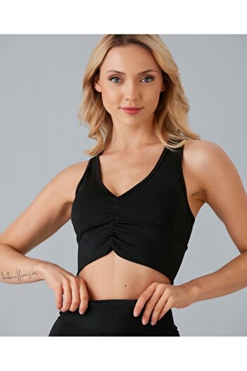 İntive Lingerie Aurafit Жіночий кроп-топ - Спереду зі збірками, ззаду перехресно перехрещений бюстгальтер