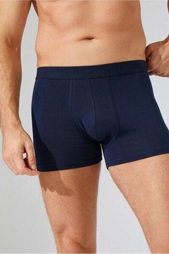 İntive Lingerie James Men's Navy Blue Textured Cotton Boxers