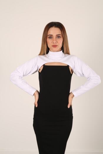 mirach Stand Collar Neck Collar Sleeves - White Long Sleeve Neck Collar Hijab Neck Collar Turtleneck Bodysuit