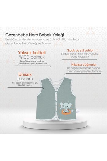 Gezenbebe Hero Baby Vest - Elefant Patterned