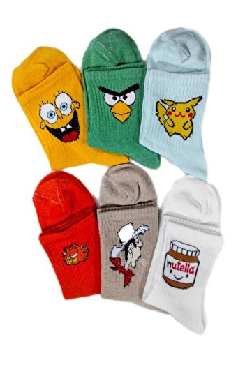 SOYTEMİZ Unisex Character Patterned College Socks 6 Pairs