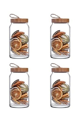 Paşabahçe Woody Bamboo Jar with Lid 1130cc 4 Pieces 43593 Fma05086