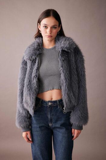 DeFacto Regular Fit Plush Faux Fur