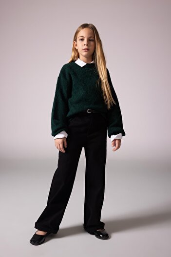 DeFacto Girl's Crew Neck Knitwear Sweater B3865A823Wn