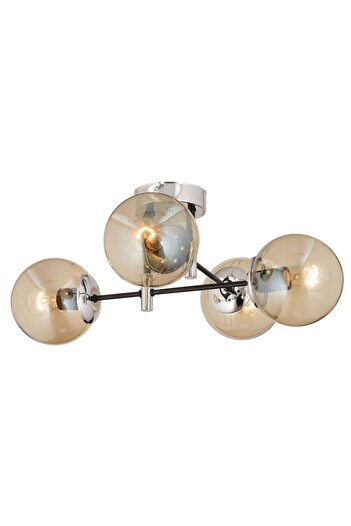 Apliqa Maral 4Lü Siyah Krom Bal Camlı Modern Koridor Mutfak Salon Retro Avize