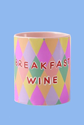 Hello Melody Design "Breakfast Wine" Patterned Original Designed Mug Hand Drawing - 9.5X8 cm